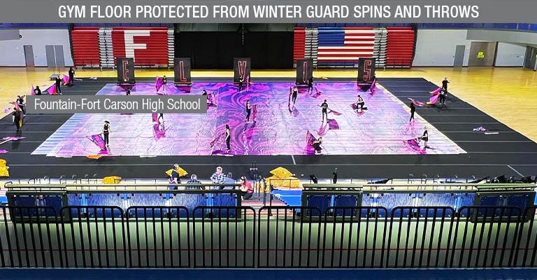 Gym Floor Protected From Winter Guard Spins and Throws